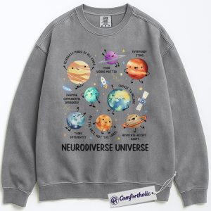 Alternative view of Neurodiverse Universe Sweatshirt, Autism Awareness Pullover, Celebrate Minds of All Kinds Graphic Crewneck, Inclusion and Acceptance Gift, Sped Teacher Comfort Colors Sweatshirt