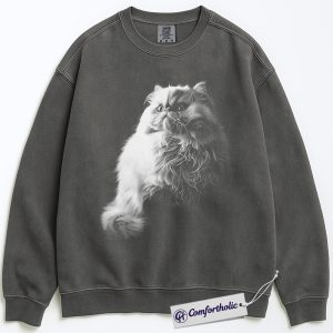 Persian Cat Sweatshirt, Cute Cat Lover Pullover, Long Hair Kitten Graphic Crewneck, Gift for Cat Owners, Pet Lover Comfort Colors Sweatshirt