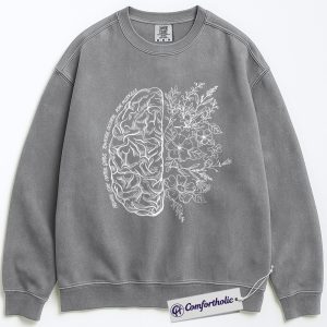 Alternative view of Brain Anatomy Sweatshirt, Artistic Floral Neuroscience Crewneck, Cute Science Pullover for Medical Students, Gift for Doctors & Therapists, Comfort Colors Sweatshirt