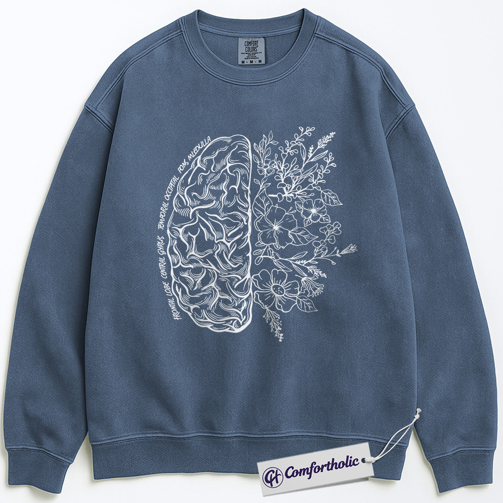 Brain Anatomy Sweatshirt, Artistic Floral Neuroscience Crewneck, Cute Science Pullover for Medical Students, Gift for Doctors & Therapists, Comfort Colors Sweatshirt - Image 7