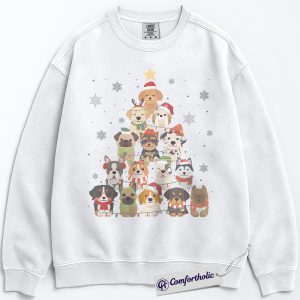 Alternative view of Dog Christmas Tree Sweatshirt, Cute Holiday Puppy Pullover, Funny Pet Lover Graphic Sweatshirt, Festive Dog Mom Gift, Christmas Comfort Colors Sweatshirt