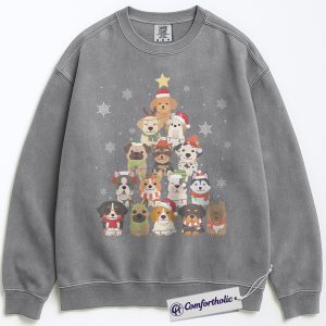 Alternative view of Dog Christmas Tree Sweatshirt, Cute Holiday Puppy Sweatshirt, Funny Pet Lover Graphic Sweatshirt, Festive Dog Mom Gift, Christmas Comfort Colors Sweatshirt