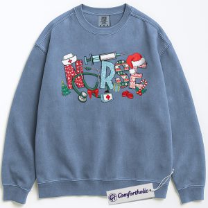 Nurse Christmas Sweatshirt, Funny Holiday Medical Pullover, Cute RN Graphic Sweatshirt for Healthcare Workers, Festive Nurse Gift, Christmas Comfort Colors Sweatshirt