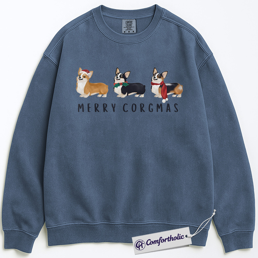 Merry Corgmas Sweatshirt, Cute Corgi Christmas Pullover, Funny Holiday Dog Lover Graphic Sweatshirt, Pet Owner Gift, Christmas Comfort Colors Sweatshirt - Image 7