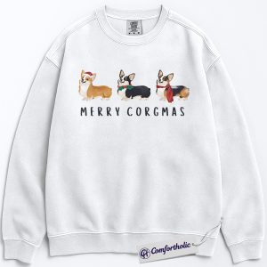 Alternative view of Merry Corgmas Sweatshirt, Cute Corgi Christmas Pullover, Funny Holiday Dog Lover Graphic Sweatshirt, Pet Owner Gift, Christmas Comfort Colors Sweatshirt