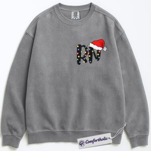 Alternative view of Registered Nurse Christmas Sweatshirt, RN Holiday Pullover, Santa Hat Medical Worker Sweatshirt, Festive Gift for Nurses, Christmas Comfort Colors Sweatshirt