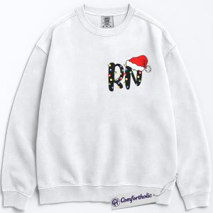 Registered Nurse Christmas Sweatshirt, RN Holiday Pullover, Santa Hat Medical Worker Sweatshirt, Festive Gift for Nurses, Christmas Comfort Colors Sweatshirt