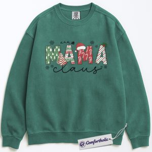 Mama Claus Sweatshirt, Christmas Mom Pullover, Santa Themed Graphic Sweatshirt, Festive Gift for Moms, Family Comfort Colors Sweatshirt