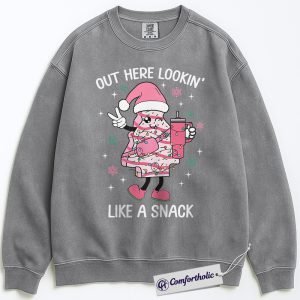 Alternative view of Out Here Lookin’ Like a Snack Sweatshirt, Funny Christmas Donut Sweatshirt, Cute Holiday Dessert Graphic Sweatshirt, Sweet Food Lover Gift, Christmas Comfort Colors Sweatshirt