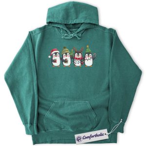 Cute Penguin Christmas Hoodie, Festive Holiday Hoodie, Adorable Animal Family Graphic Pullover, Winter Gift, Christmas Comfort Colors Hoodie
