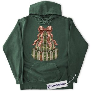 Book Christmas Tree Hoodie, Cozy Book Lover Holiday Hoodie, Festive Bookish Graphic Pullover, Gift for Readers and Librarians, Christmas Comfort Colors Hoodie