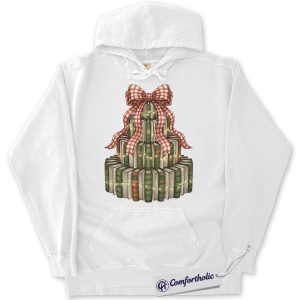 Alternative view of Book Christmas Tree Hoodie, Cozy Book Lover Holiday Hoodie, Festive Bookish Graphic Pullover, Gift for Readers and Librarians, Christmas Comfort Colors Hoodie