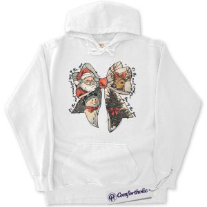 Alternative view of It’s the Most Wonderful Time of the Year Hoodie, Vintage Christmas Bow Hoodie, Santa Reindeer and Snowman Graphic Pullover, Holiday Season Gift for Women, Christmas Comfort Colors Hoodie