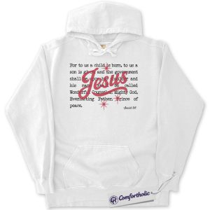 Jesus Christmas Hoodie, Isaiah 9:6 Bible Verse Hoodie, Christian Faith-Based Holiday Graphic Pullover, Religious Christmas Gift for Believers, Christmas Comfort Colors Hoodie