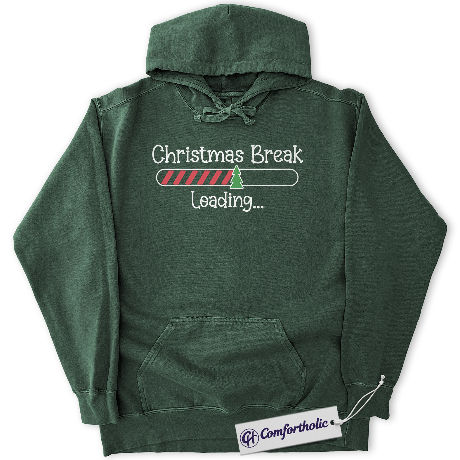 Christmas Break Loading Hoodie, Funny Teacher Holiday Hoodie, Cute Christmas Countdown Graphic Pullover, Holiday Vacation Gift for Students & Teachers, Christmas Comfort Colors Hoodie