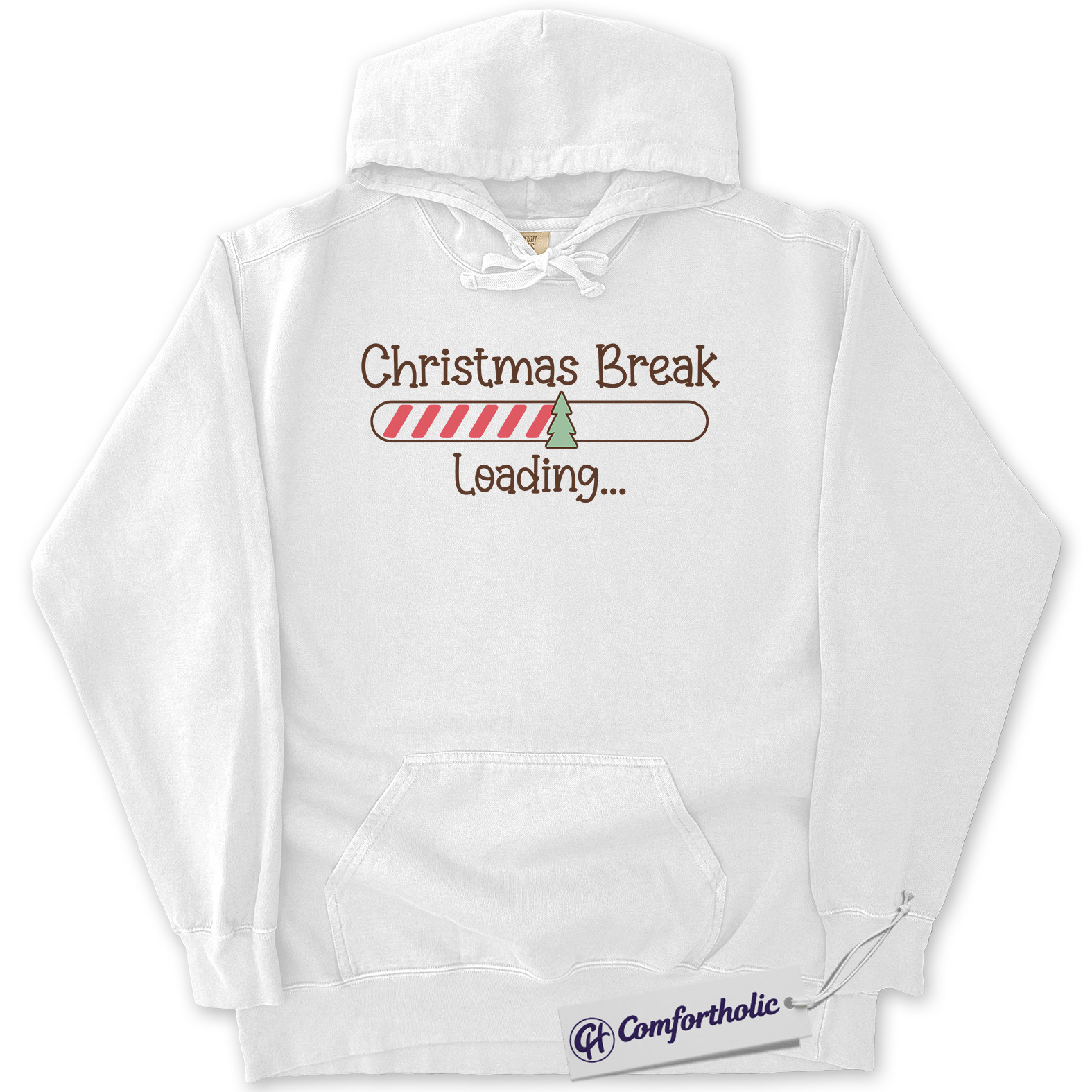 Christmas Break Loading Hoodie, Funny Teacher Holiday Hoodie, Cute Christmas Countdown Graphic Pullover, Holiday Vacation Gift for Students & Teachers, Christmas Comfort Colors Hoodie - Image 3