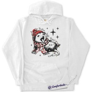 Alternative view of Festive but Feral Hoodie, Funny Raccoon Christmas Hoodie, Animal Holiday Graphic Pullover, Cute Wildlife Gift for Animal Lovers, Christmas Comfort Colors Hoodie