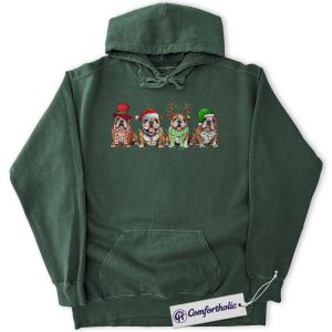 Funny Bulldog Christmas Hoodie, Dog Lover Holiday Hoodie, Cute English Bulldog Graphic Pullover, Christmas Gift for Pet Owners, Christmas Comfort Colors Hoodie