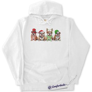 Alternative view of Funny Bulldog Christmas Hoodie, Dog Lover Holiday Hoodie, Cute English Bulldog Graphic Pullover, Christmas Gift for Pet Owners, Christmas Comfort Colors Hoodie