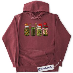 Alternative view of Funny Pickle Christmas Hoodie, Holiday Food Pun Hoodie, Cute Pickle Jar Graphic Pullover, Christmas Gift for Pickle Lovers, Christmas Comfort Colors Hoodie