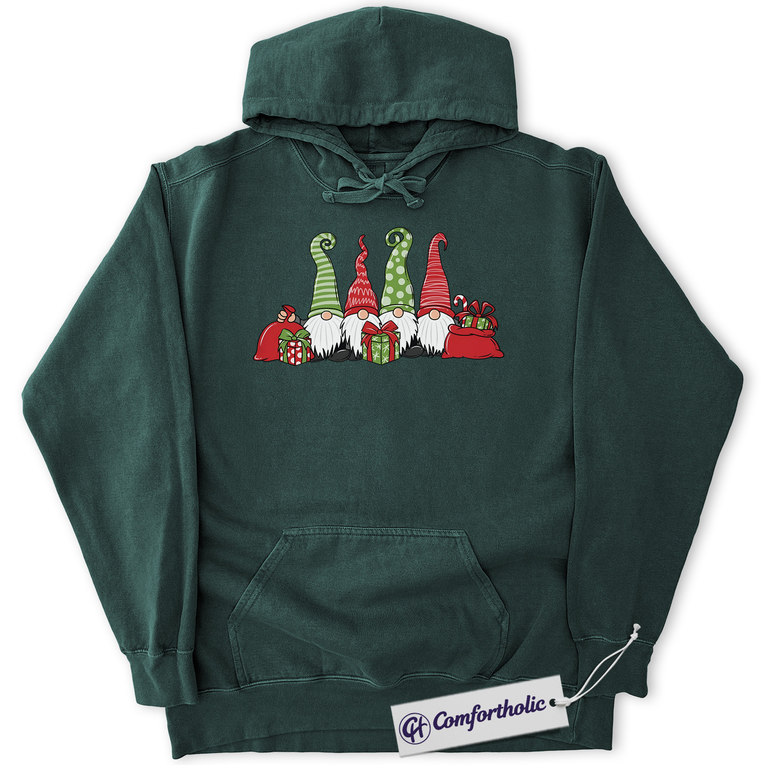 Christmas Gnomes Hoodie, Cute Holiday Hoodie, Festive Gnome Graphic Pullover, Christmas Comfort Colors Hoodie - Image 7