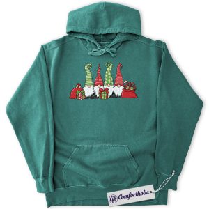 Alternative view of Christmas Gnomes Hoodie, Cute Holiday Hoodie, Festive Gnome Graphic Pullover, Christmas Comfort Colors Hoodie