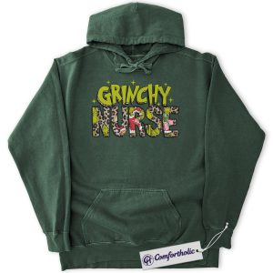 Grinchy Nurse Hoodie, Funny Christmas Nurse Hoodie, Grinch Themed Medical Worker Graphic Pullover, Holiday Gift for Nurses, Christmas Comfort Colors Hoodie