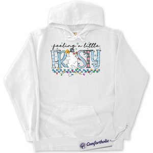 Alternative view of Feeling a Little Frosty Hoodie, Cute Snowman Christmas Hoodie, Funny Holiday Graphic Pullover, Winter Festive Gift for Women, Christmas Comfort Colors Hoodie