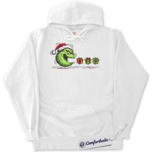 Funny The Grinch Christmas Hoodie, Cute Santa Hat Hoodie, Green Monster Holiday Graphic Pullover, Humorous Xmas Gift, Christmas Comfort Colors Hoodie