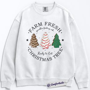 Alternative view of Farm Fresh Christmas Tree Sweatshirt, Cute Holiday Dessert Crewneck, Funny Frosted Cake Tree Graphic Pullover, Sweet Foodie Gift for Christmas, Christmas Comfort Colors Sweatshirt
