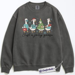 Alternative view of Just a Jolly Goose Sweatshirt, Funny Christmas Nurse Pullover, Holiday Medical Worker Graphic Crewneck, Cute Healthcare Gift for Goose Lovers, Comfort Colors Sweatshirt