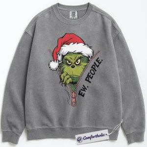 Alternative view of The Grinch Sweatshirt, Christmas Pullover, Animated Graphic Crewneck, Christmas Comfort Colors Sweatshirt