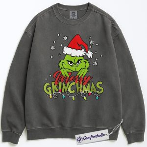 The Grinch Sweatshirt, Christmas Pullover, Animated Graphic Crewneck, Christmas Comfort Colors Sweatshirt
