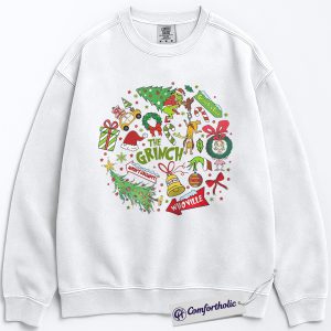The Grinch Sweatshirt, Christmas Pullover, Animated Graphic Crewneck, Christmas Comfort Colors Sweatshirt