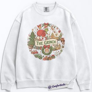 Alternative view of The Grinch Sweatshirt, Christmas Pullover, Animated Graphic Crewneck, Christmas Comfort Colors Sweatshirt
