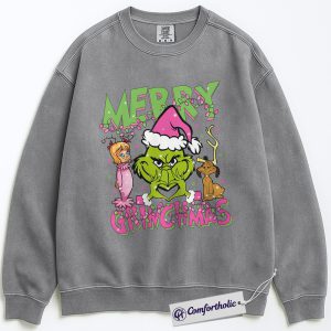 The Grinch Sweatshirt, Christmas Pullover, Animated Graphic Crewneck, Christmas Comfort Colors Sweatshirt