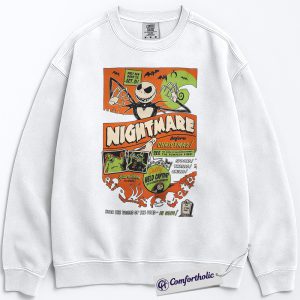 Alternative view of The Nightmare Before Christmas Sweatshirt, Christmas Pullover, Animated Graphic Crewneck, Christmas Comfort Colors Sweatshirt