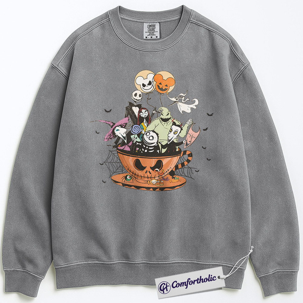 The Nightmare Before Christmas Sweatshirt, Christmas Pullover, Animated Graphic Crewneck, Christmas Comfort Colors Sweatshirt - Image 2