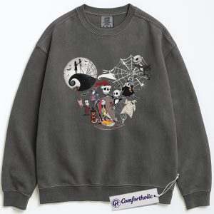 Alternative view of The Nightmare Before Christmas Sweatshirt, Christmas Pullover, Animated Graphic Crewneck, Christmas Comfort Colors Sweatshirt