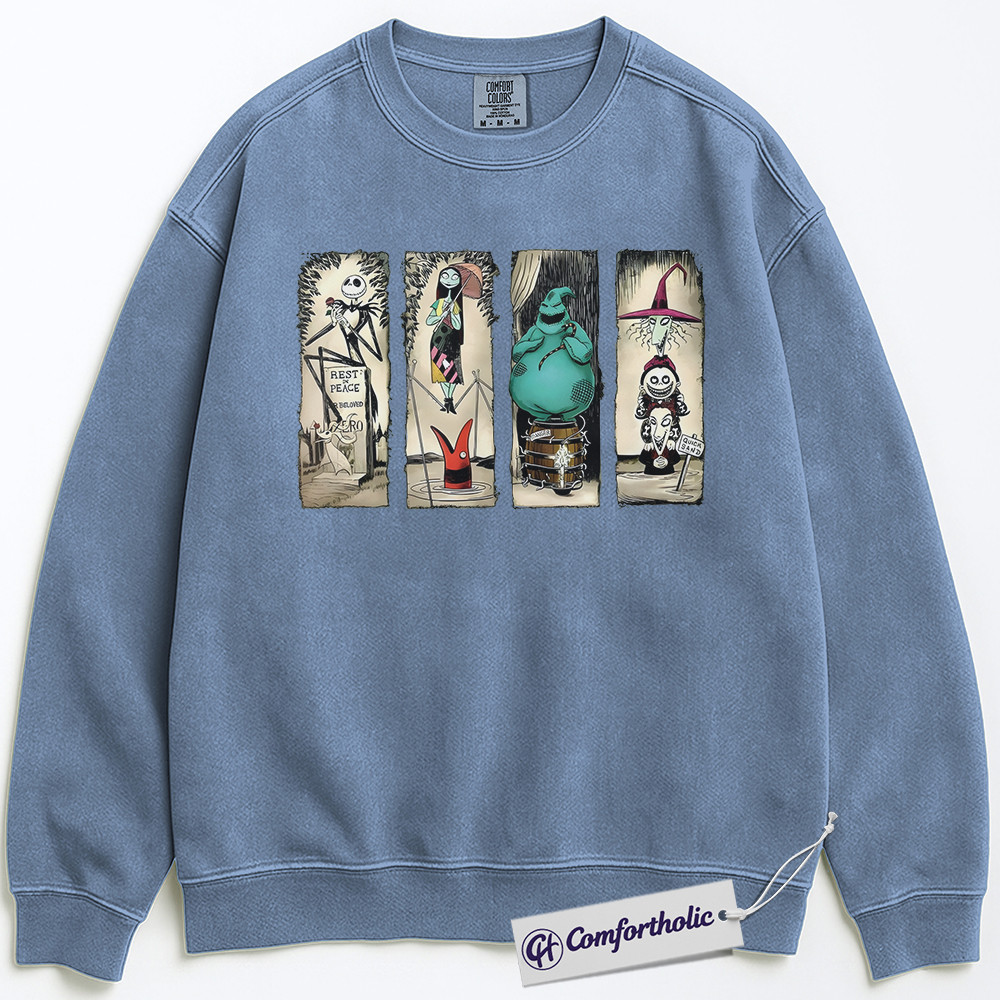The Nightmare Before Christmas Sweatshirt, Christmas Pullover, Animated Graphic Crewneck, Christmas Comfort Colors Sweatshirt - Image 5