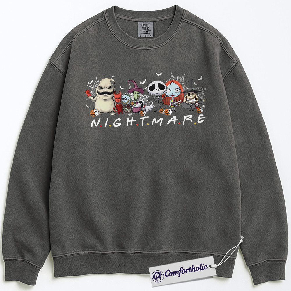 The Nightmare Before Christmas Sweatshirt, Christmas Pullover, Animated Graphic Crewneck, Christmas Comfort Colors Sweatshirt - Image 3
