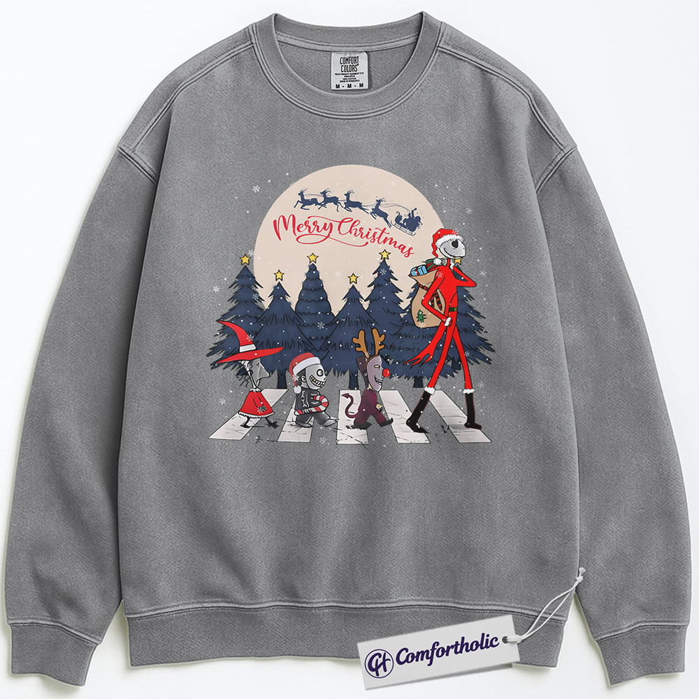 The Nightmare Before Christmas Sweatshirt, Christmas Pullover, Animated Graphic Crewneck, Christmas Comfort Colors Sweatshirt - Image 4