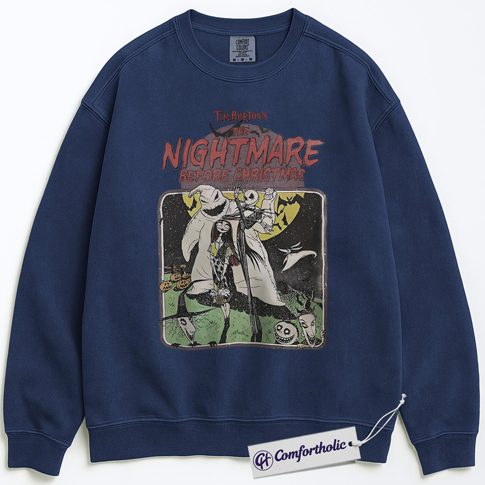 The Nightmare Before Christmas Sweatshirt, Christmas Pullover, Animated Graphic Crewneck, Christmas Comfort Colors Sweatshirt - Image 5