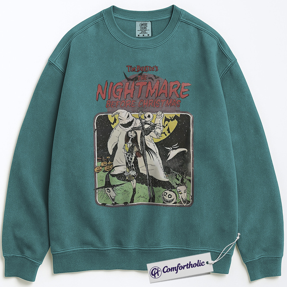 The Nightmare Before Christmas Sweatshirt, Christmas Pullover, Animated Graphic Crewneck, Christmas Comfort Colors Sweatshirt