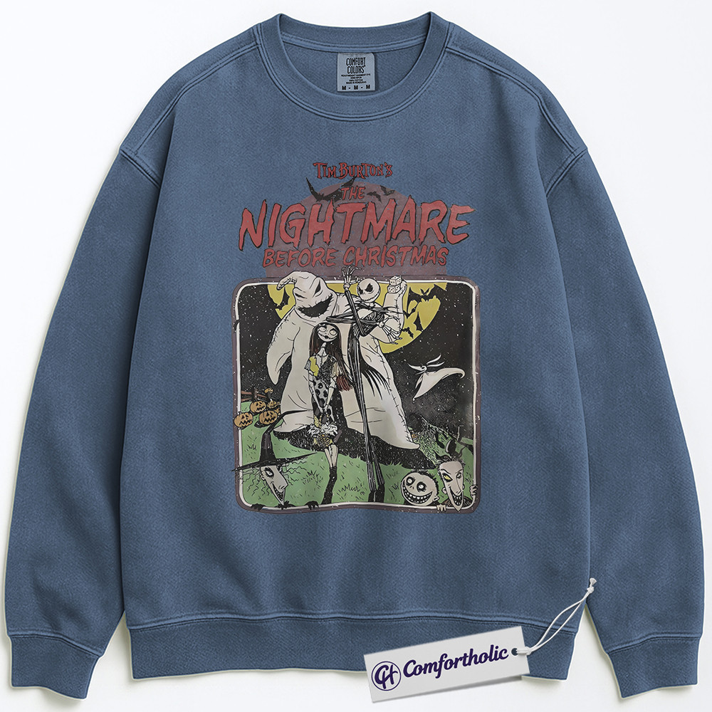 The Nightmare Before Christmas Sweatshirt, Christmas Pullover, Animated Graphic Crewneck, Christmas Comfort Colors Sweatshirt - Image 8