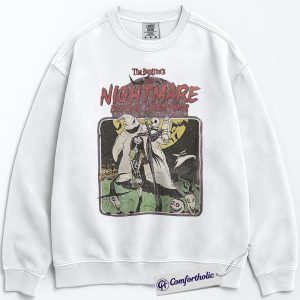 Alternative view of The Nightmare Before Christmas Sweatshirt, Christmas Pullover, Animated Graphic Crewneck, Christmas Comfort Colors Sweatshirt