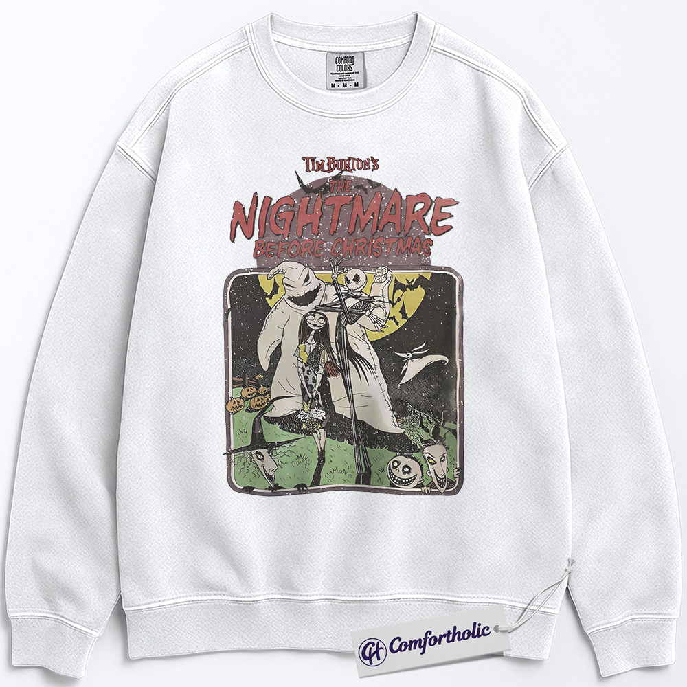 The Nightmare Before Christmas Sweatshirt, Christmas Pullover, Animated Graphic Crewneck, Christmas Comfort Colors Sweatshirt - Image 2