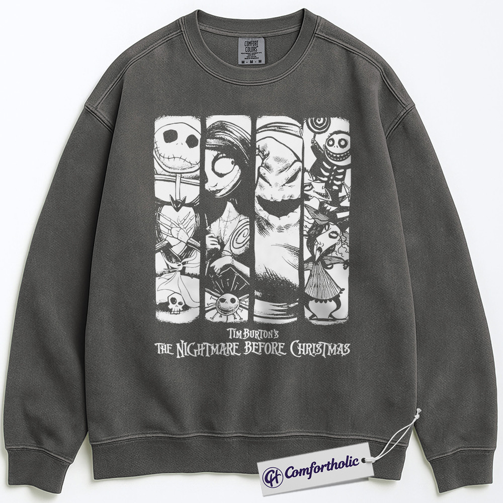 The Nightmare Before Christmas Sweatshirt, Christmas Pullover, Animated Graphic Crewneck, Christmas Comfort Colors Sweatshirt