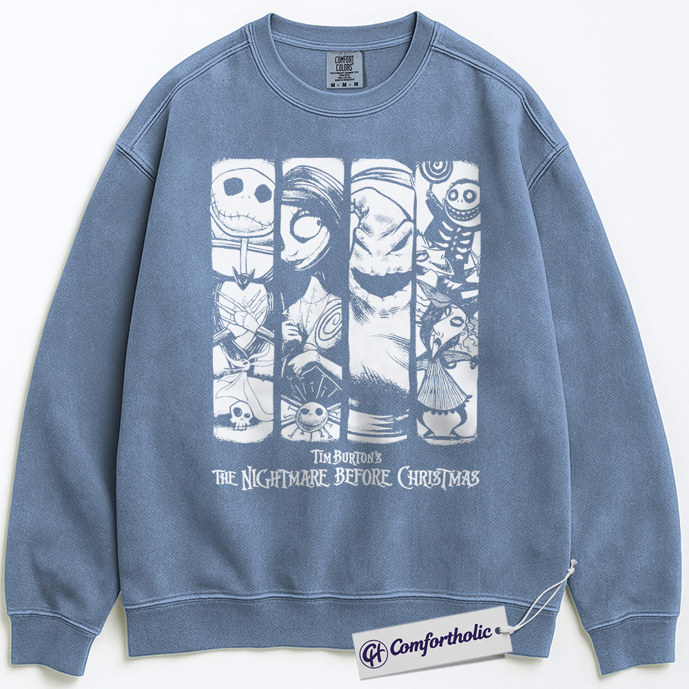 The Nightmare Before Christmas Sweatshirt, Christmas Pullover, Animated Graphic Crewneck, Christmas Comfort Colors Sweatshirt - Image 4