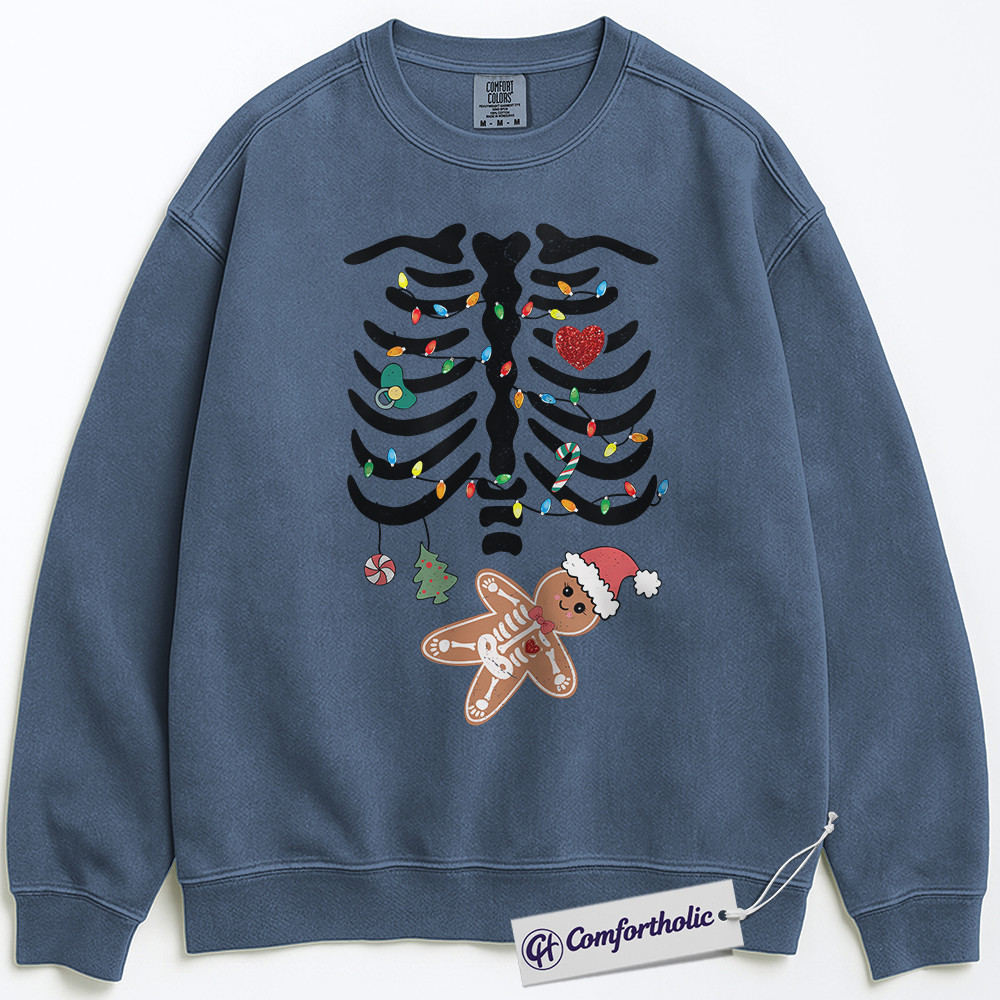 Pregnancy Christmas Sweatshirt, Maternity Skeleton Gingerbread Baby Crewneck , Funny Holiday Pregnancy Announcement Graphic Pullover, Cute Expecting Mom Gift, Christmas Comfort Colors Sweatshirt - Image 7